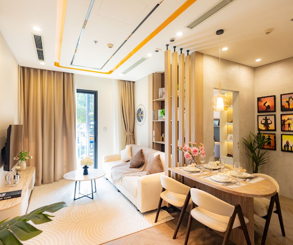 Không gian phòng khách căn hộ 2PN Vinhomes Thanh Hóa Không gian phòng khách căn hộ 2PN Vinhomes Thanh Hóa